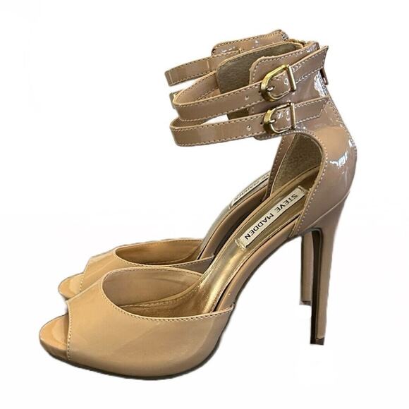 Steve Madden Open Toe Double‎ Buckle Ankle Strap 5" Pump Shoe Size 7.5 - Picture 4 of 7